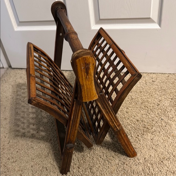 Vintage Bamboo Magazine Rack Bin Storage - Picture 3 of 6